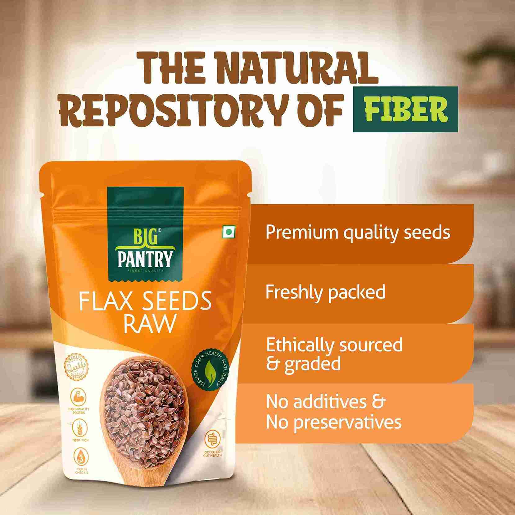 Big Pantry Raw Flax Seeds (Alsi) pouch, alternate angle